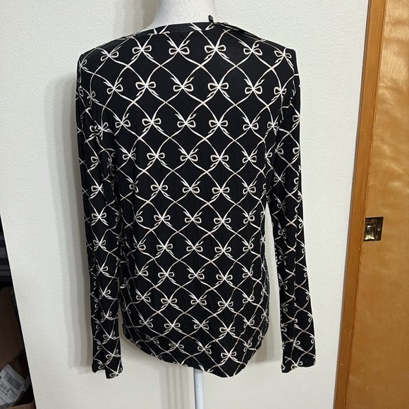 NWT Vero Moda Black Alberte Cilia Bow Top Long Sleeve Size XL - Picture 7 of 12